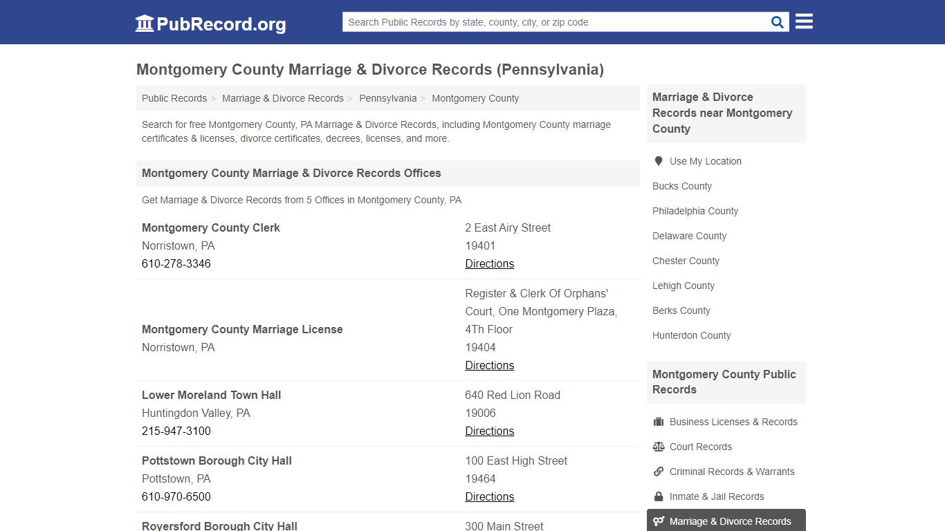 Montgomery County Marriage & Divorce Records (Pennsylvania)