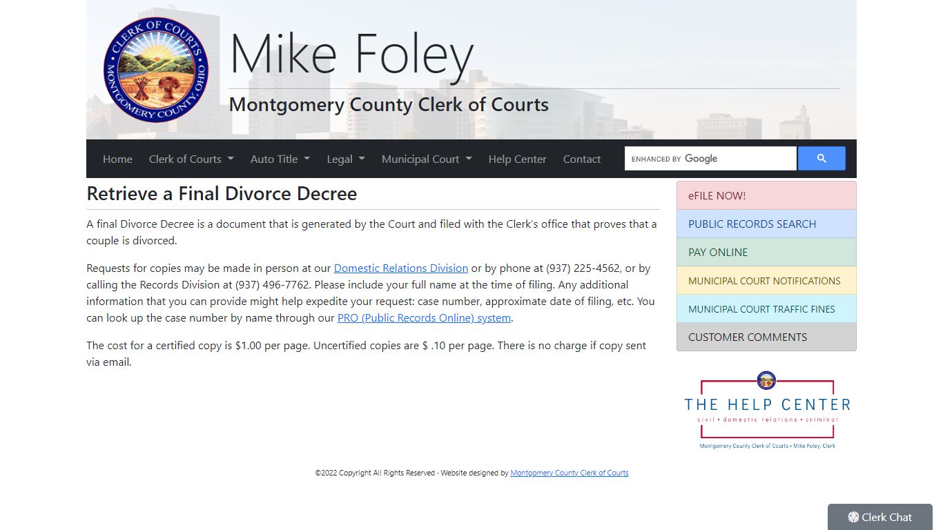 Mike Foley, Montgomery County Clerk of Courts